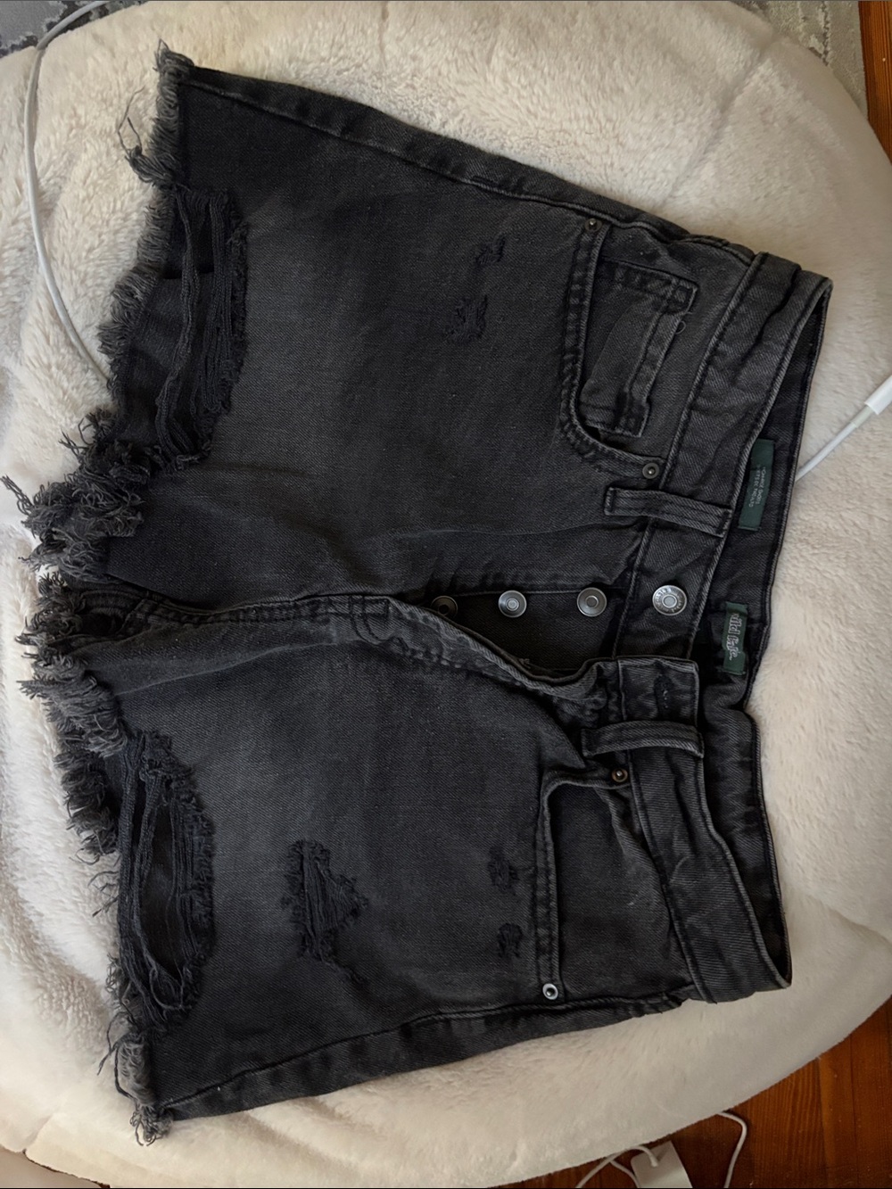 wild fable Black High-Rise Distressed Denim Shorts
